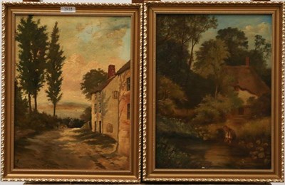 Lot 1014 - A pair of English School late 19th century Country Landscapes, indistinctly monogrammed and...