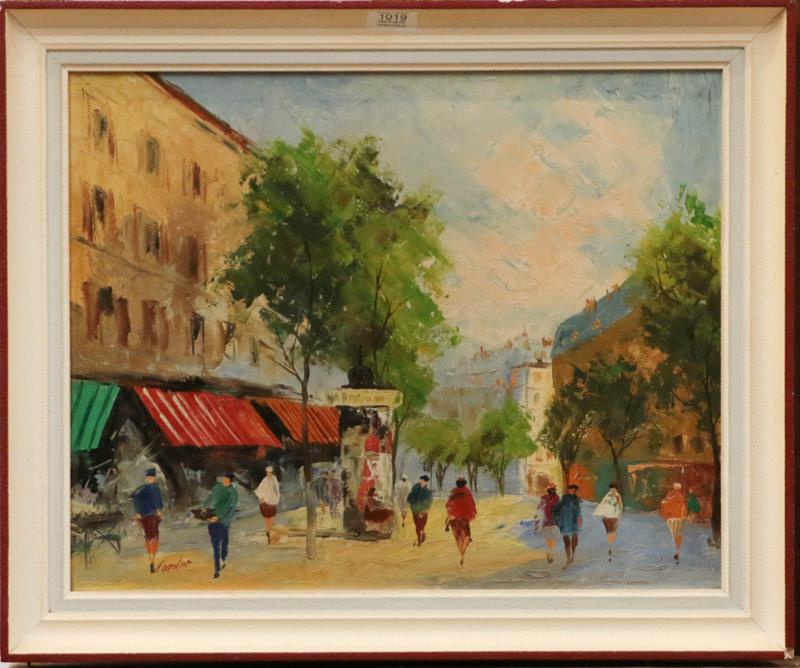 Lot 1019 - Cordet (Contemporary), City street view, signed, oil on canvas 40cm by 50cm