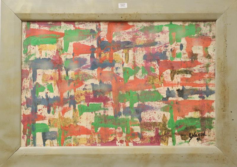 Lot 1027 - G Wilson (Contemporary) abstract, oil on canvas, signed and dated (19)91, 56cm by 86cm