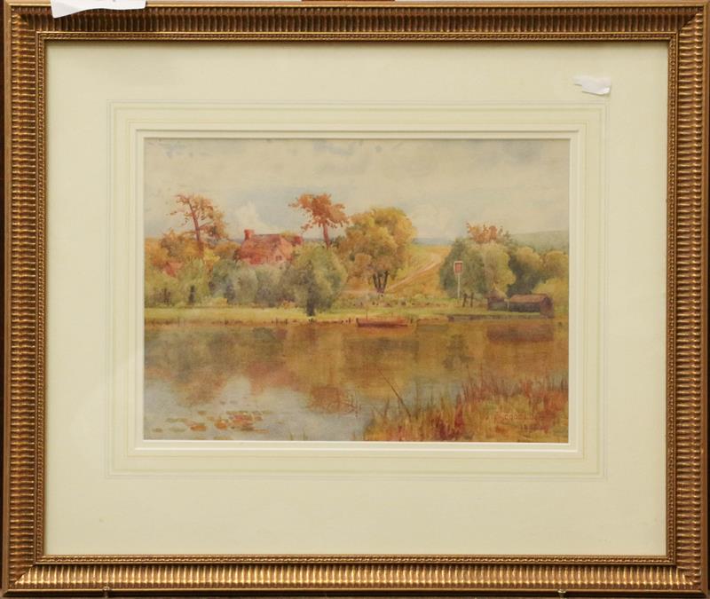 Lot 1031 - Frank A Goodwin (fl. 1887-1907) Country landscape, signed and dated 1898 watercolour, 24cm by...