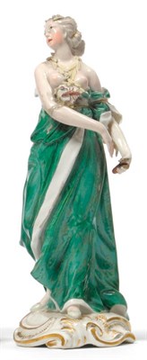 Lot 127 - A Frankenthal Porcelain Figure of a Maiden Allegorical of Cancer from a Set of the Zodiac...
