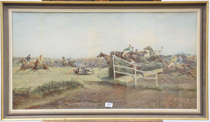 Lot 1045 - After Geoffrey Douglas Giles (1857-1923) The last jump, hand embellished print, dated (18)92,...