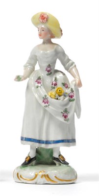 Lot 129 - A Frankenthal Porcelain Figure of a Flower Seller,1777, modelled probably by Karl Gottlieb...
