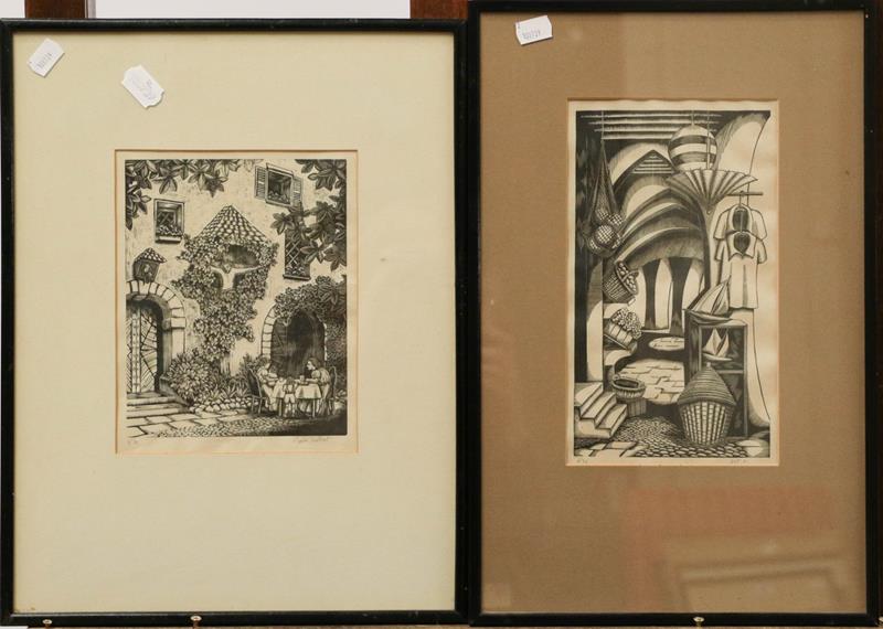 Lot 1052 - Viva Nussey a collection of signed woodcuts together with D M and E M Alderson print of a horse...