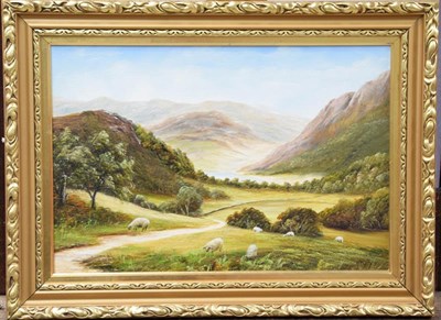 Lot 1054 - Three modern oils, indistinctly signed, mountain and woodland landscapes of varying sizes