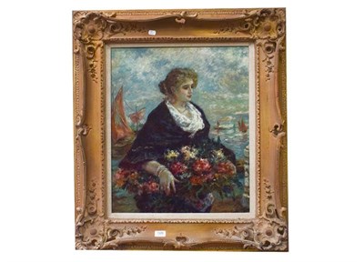 Lot 1070 - E. Gabrini, Contemporary portrait of a lady in the impressionist style, oil on canvas together with