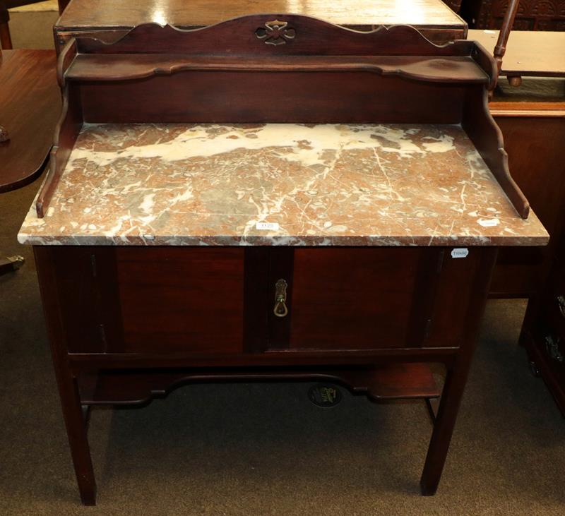 Lot 1125 - A Victorian mahogany marble-top washstand, 91cm by 51cm by 95cm