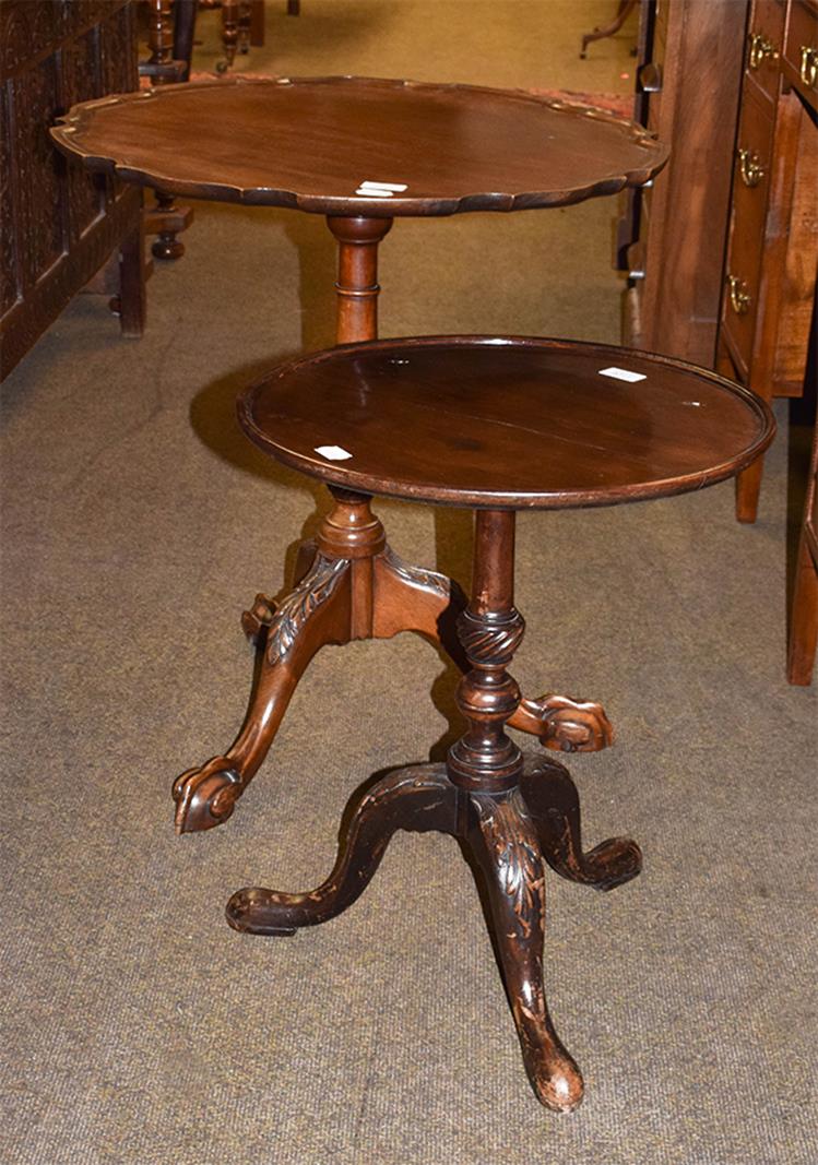Lot 1126 - A 19th century mahogany piecrust snap-top table, raised on acanthus cabriole supports, 59cm by...