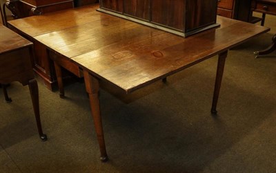 Lot 1137 - A mid 18th century oak table, rectangular top and turned legs, 148cm by 126cm by 73cm