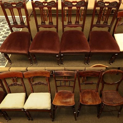 Lot 1155 - A set of four Art Noveau mahogany salon chairs, a pair of Regency mahogany dining chairs, two...
