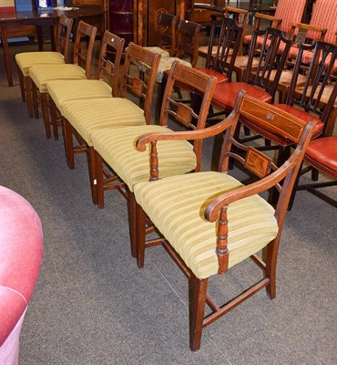 Lot 1158 - A set of six Regency inlaid mahogany dining chairs including a carver armchair (6)