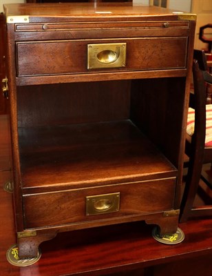 Lot 1195 - A small mahogany cabinet, with campaign handles and two drawers 46cm by 41cm 64cm