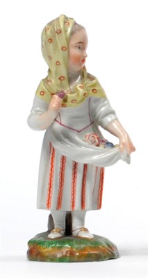 Lot 143 - A Höchst Porcelain Figure of a Girl, circa 1775, modelled by Johann Peter Melchior wearing a...