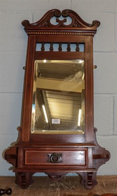 Lot 1203 - A Victorian mahogany hall mirror with swan neck pediment, strung inlay and incorporating a...