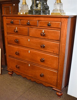 Lot 1229 - A Victorian mahogany Scottish chest of drawers, comprising three frieze drawers, two short over...