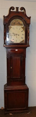 Lot 1232 - An oak and mahogany eight day long case clock 13'' arch painted dial, signed Richardson, Bishop...