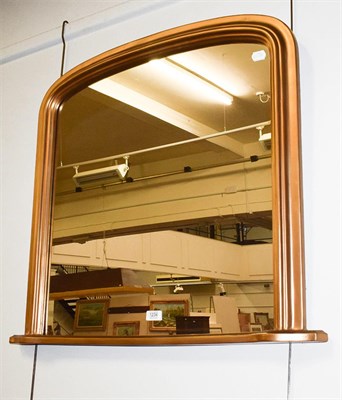 Lot 1234 - A modern gilt framed arched top over-mantle mirror, 74cm by 80cm together with an Edwardian...