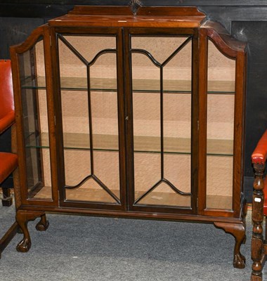 Lot 1278 - A 1940s mahogany china cabinet, astragal glazed and raised on cabriole supports, 112cm by 28cm...