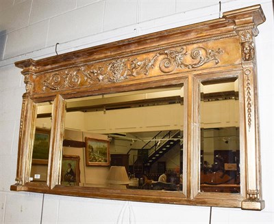 Lot 1311 - A reproduction Georgian style over-mantle mirror, 133cm by 76cm