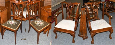 Lot 1317 - A 20th century carved Gainsborough style open armchairs together with a pair of Edwardian...