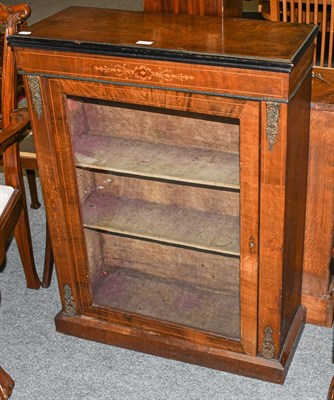 Lot 1318 - A Victorian walnut pier cabinet with inlaid decoration with single glass cupboard door and...