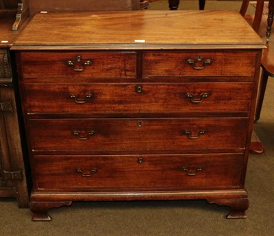 Lot 1322 - A George III mahogany four-height chest of drawers raised on ogee bracket feet, 98cm by 50cm by...