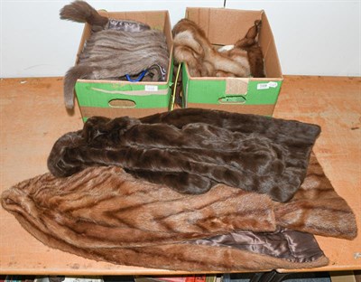 Lot 1334 - Musquash Walter Kerner fur coat, mink stole, brown squirrel fur jacket and a long rectangular stole