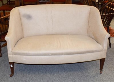 Lot 1336 - An Edwardian mahogany framed two seater settee raised on square tapering supports, 130cm wide