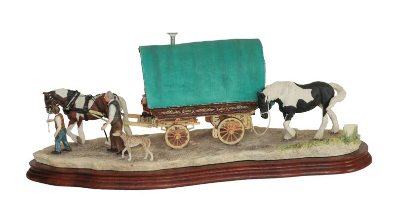 Lot 42 - Border Fine Arts 'Arriving at Appleby Fair' (Bow Top Wagon and Family), model No. B0402 by Ray...