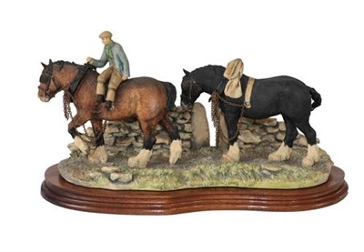 Lot 48 - Border Fine Arts 'Coming Home' (Two Heavy Horses), model No. JH9A by Judy Boyt, on wood base