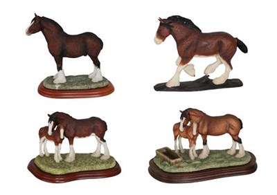 Lot 56 - Border Fine Arts Heavy Horse Models Including; 'Spring Pastures' (Clydesdale mare and foal),...