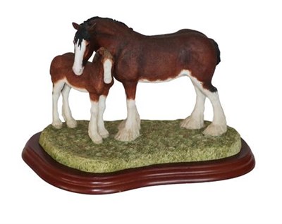 Lot 56 - Border Fine Arts Heavy Horse Models Including; 'Spring Pastures' (Clydesdale mare and foal),...