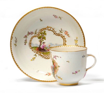 Lot 164 - A Frankenthal Porcelain Coffee Cup and Saucer, circa 1770, painted in colours with figures in...