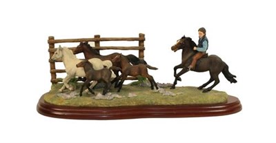 Lot 77 - Border Fine Arts Studio 'The Drift' (New Forrest Ponies), model No. A3876 by Anne Wall, limited...