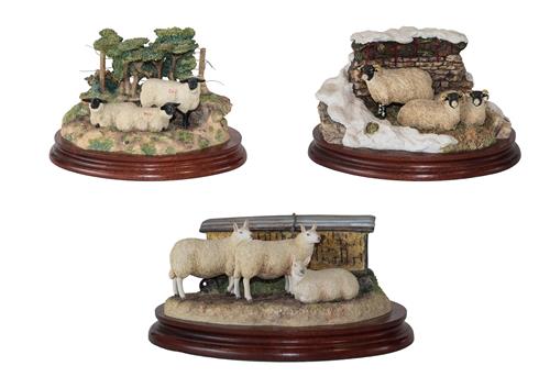 Lot 79 - Border Fine Arts 'Summer Shade' (Three Sheep), model No. B0340, limited edition 571/1500;...