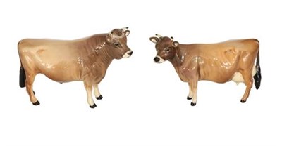 Lot 112 - Beswick Cattle Comprising: Jersey Bull Ch. ''Dunsley Coy Boy'', model No. 1422, and Jersey Cow...