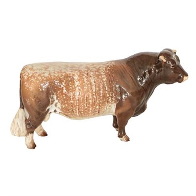 Lot 116 - Beswick Dairy Shorthorn Bull Ch. 'Gwersylt Lord Oxford 74th', model No. 1504, brown with cream...