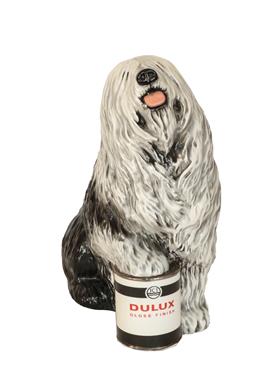 Lot 128 - Beswick Fireside Old English Sheepdog, Dulux advertising model No. 1990, black, grey and white...