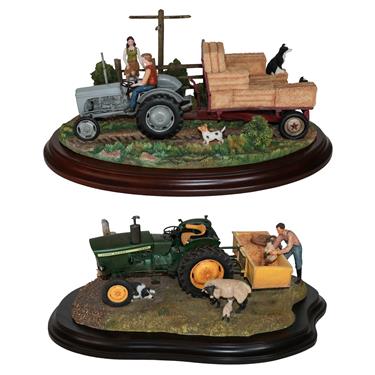 Lot 130 - *  Country Artists Tractor Models: 'Return to the Fold', and 'Crossroads', on wood bases, with...