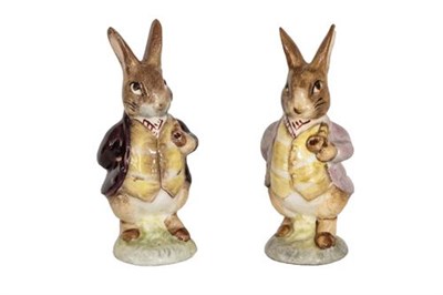 Lot 144 - Beswick Beatrix Potter Figures Comprising:  Mr. Benjamin Bunny, Second Version, dark maroon,...