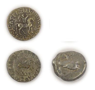 Lot 2004 - 2 x Indo-Scythian Coins comprising: Azes I silver tetradrachm, obv. BASILEOS BASILEON MEGALOU...