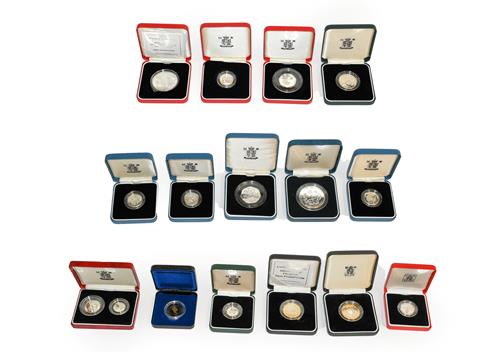 Lot 2019 - Elizabeth II, A Collection of 13 x Silver Proof Coins consisting of: 1990 ''Queen Mother's 90th...