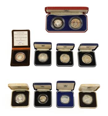 Lot 2026 - 10 x Foreign & Commonwealth Commemorative Silver Proof Coins comprising: Tuvalu 10 dollars 1980...