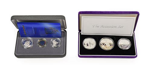 Lot 2035 - Elizabeth II, 'The Accession Set,' a 3-Coin Silver Proof Set   commemorating the Golden Jubilee...