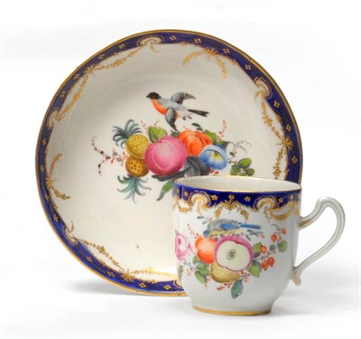Lot 178 - A Hague Decorated Tournai Porcelain Coffee Cup and Saucer, circa 1770, painted in colours with...