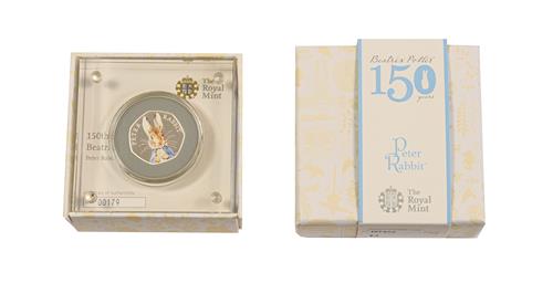 Lot 2048 - Elizabeth II, 2016 ''Peter Rabbit'' Colourised Silver Proof Fifty Pence. Obv: Fifth portrait of...