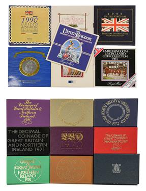 Lot 2074 - 9 x UK Proof Sets: 1970-76, 1980 & 1987, in cases of issue, most sets with light toning o/wise...