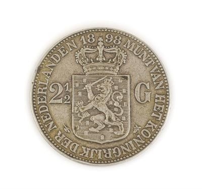 Lot 2078 - Netherlands, Silver 2½ Guilders 1898, obv. profile bust of Queen Wilhelmina by P.Pander, rev....