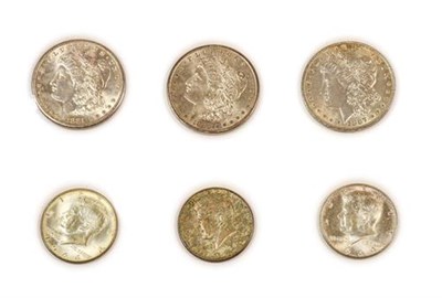 Lot 2099 - USA, 3 x Morgan Silver Dollars comprising:  1881s (San Francisco Mint), a few trivial contact marks