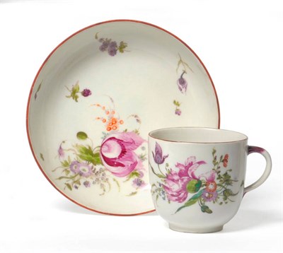 Lot 185 - A Frankenthal Porcelain Coffee Cup and Saucer, circa 1760, painted with flower sprays and scattered